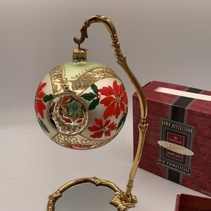 1995 Red Poinsettias Blown Glass Ornament